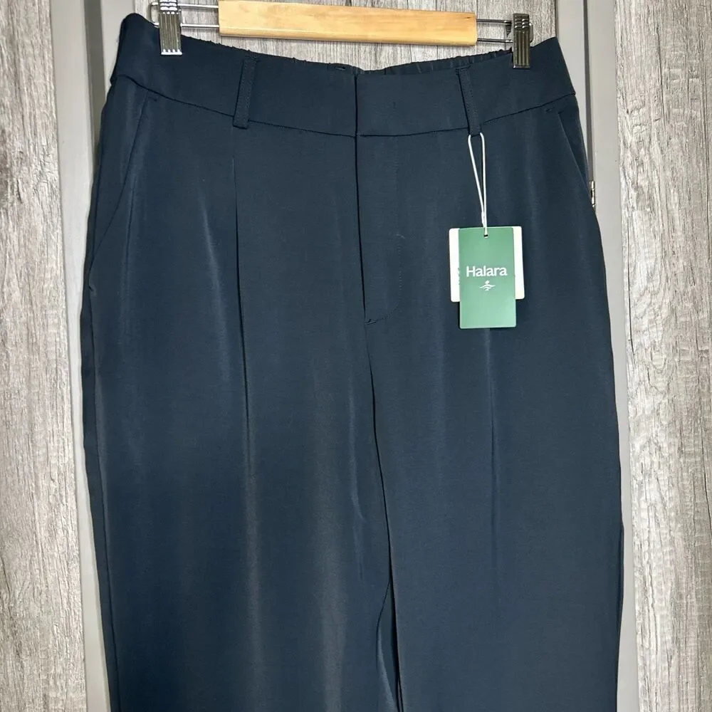 Halara Pants Women Size L Pleated Tapered Leg Black Color NWT
